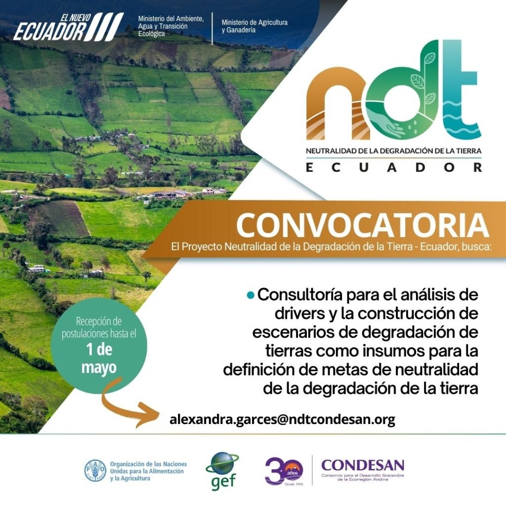 CONVOCATORIA: Consultoría para el análisis de drivers y la construcción de escenarios de degradación de tierras como insumos para la definición de metas de neutralidad de la degradación de la tierra
