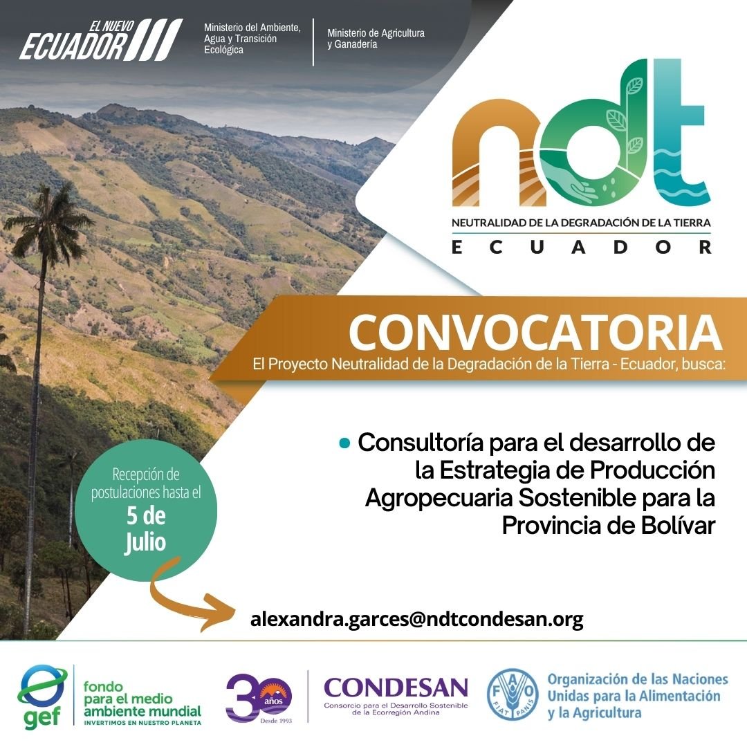 CONVOCATORIA: Consultoría para el desarrollo de la Estrategia de Producción Agropecuaria Sostenible para la Provincia de Bolívar